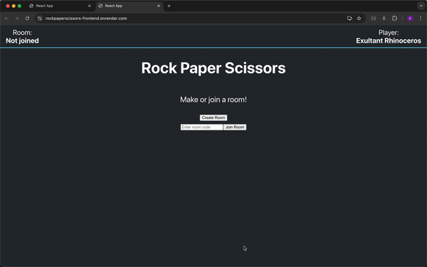 Multiplayer Rock Paper Scissors WebSocket Game screenshot
